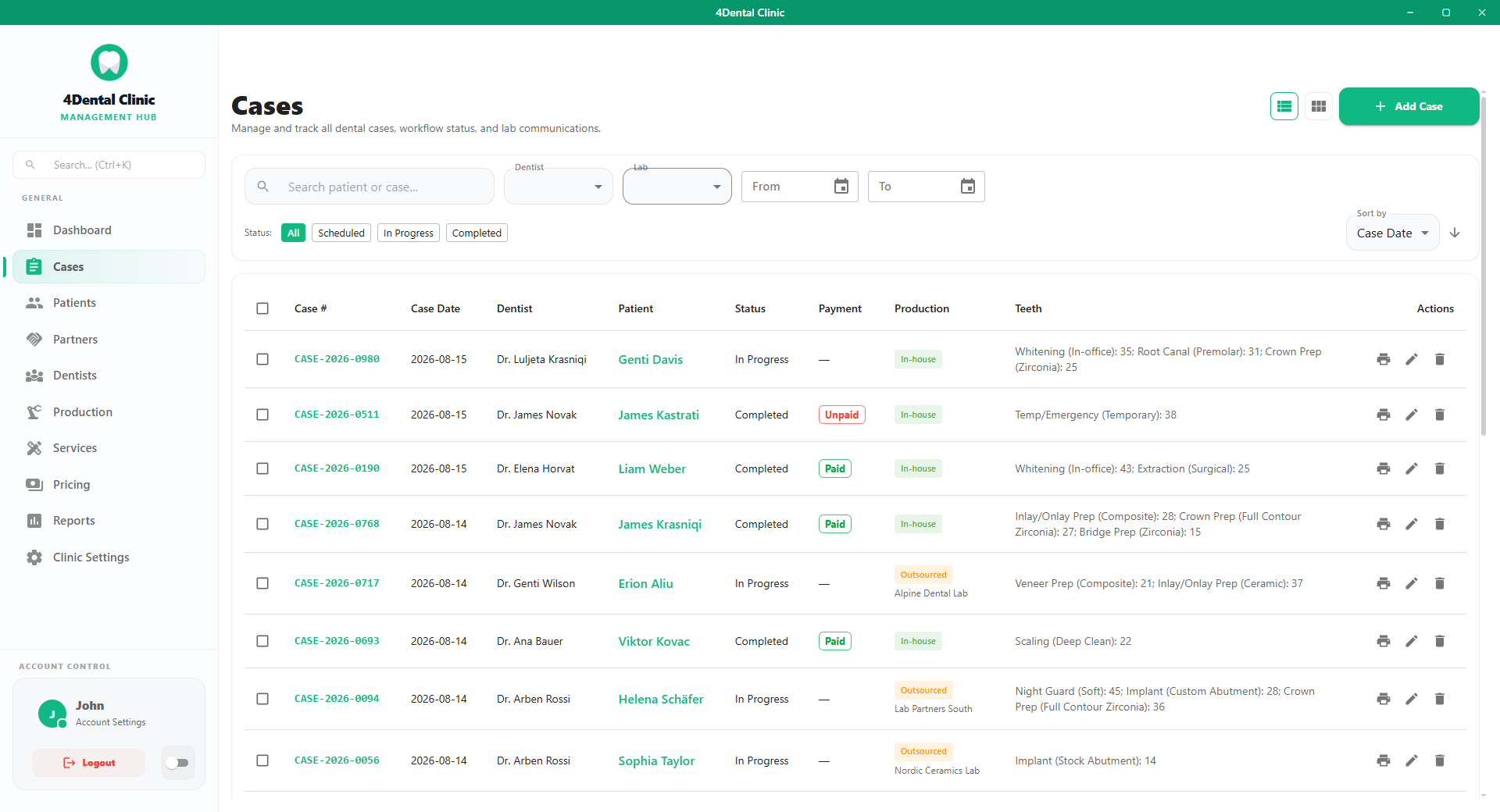 4Dental Clinic cases board and workflow