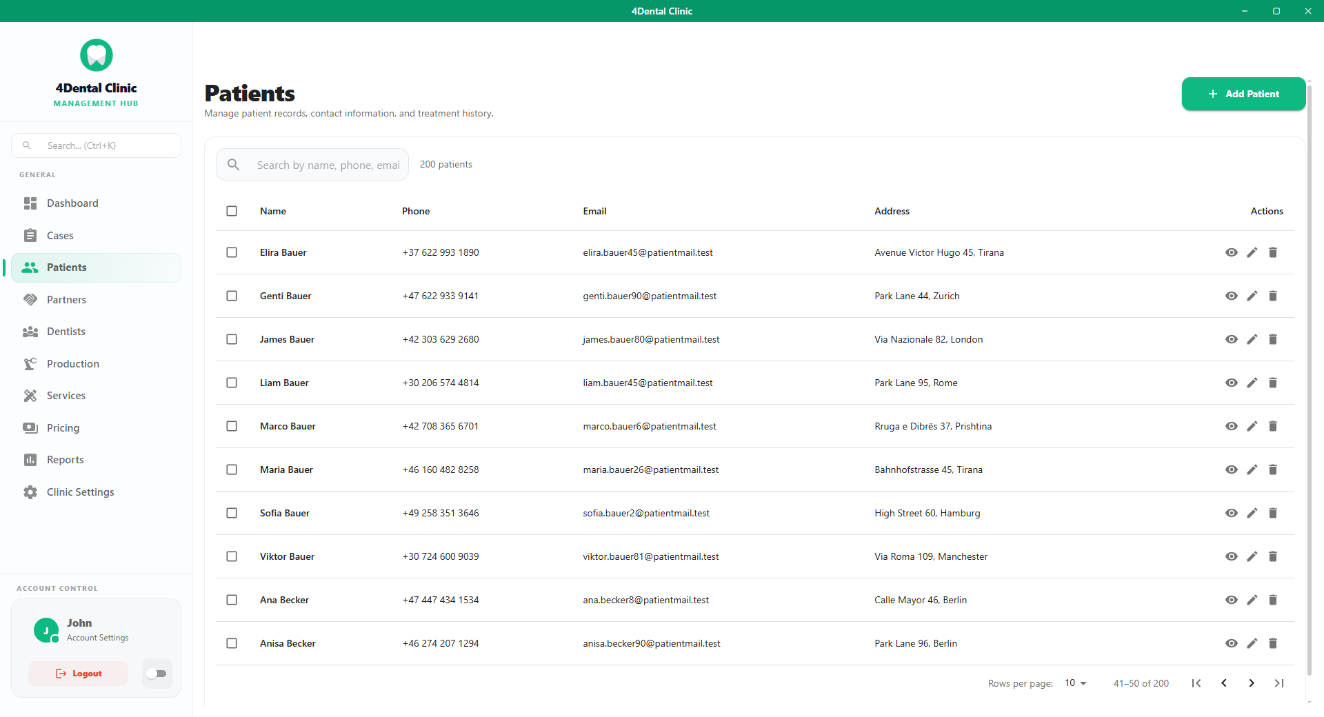 4Dental Clinic patients list